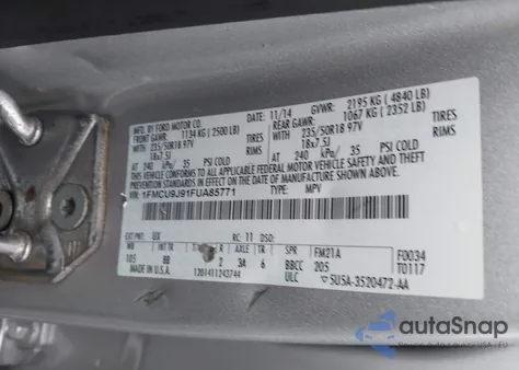 2015 Ford Escape Titanium from USA, damaged, VIN 1FMCU9J91FUA85771